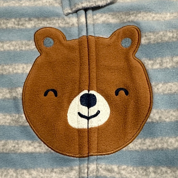 Carter’s Striped Blue and Grey with Brown Bear Sleep-sack NWOT Multiple Sizes - Picture 1 of 1